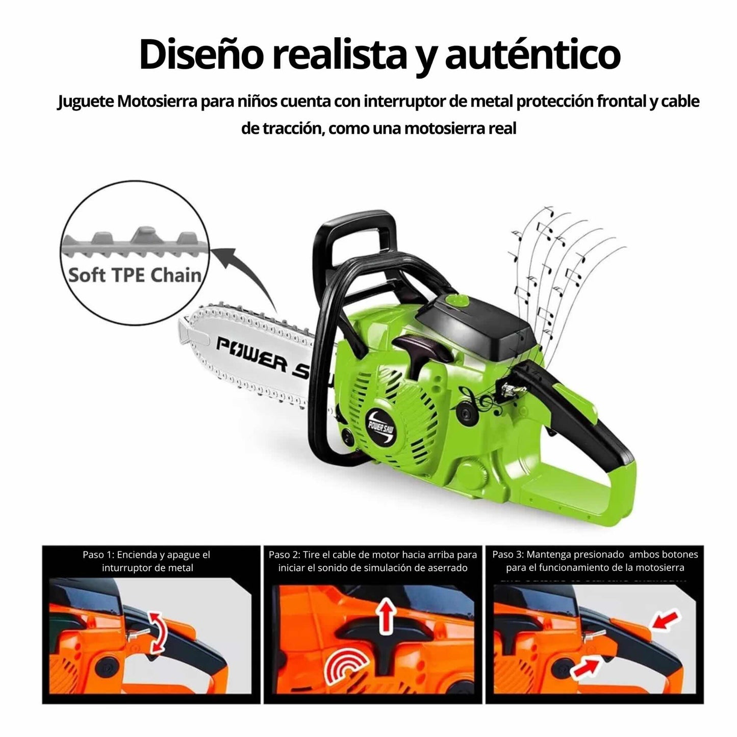 Motosierra Sierra Juguete Realista Para Niños Con Sonidos
