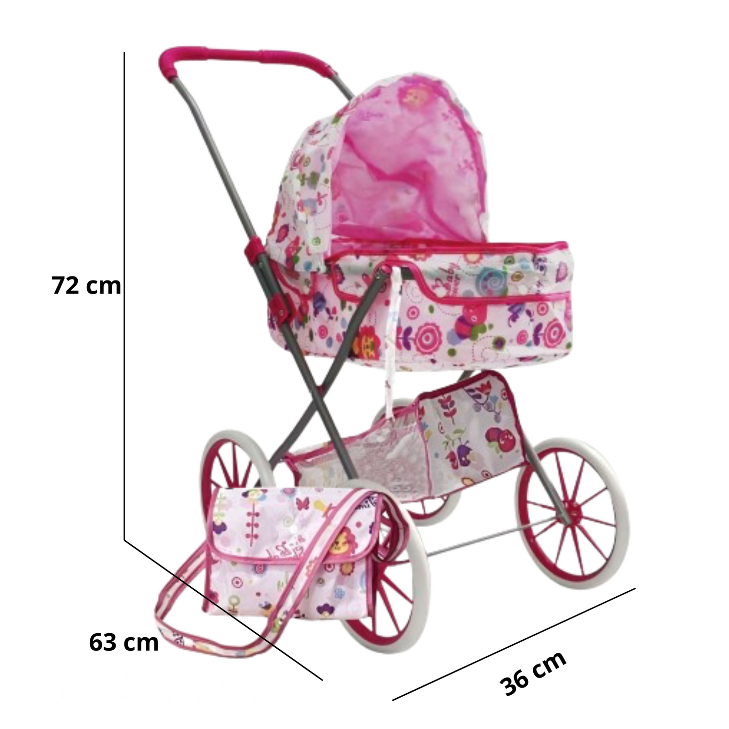 Coche Moises Metálico Con Bolso 72 Cm