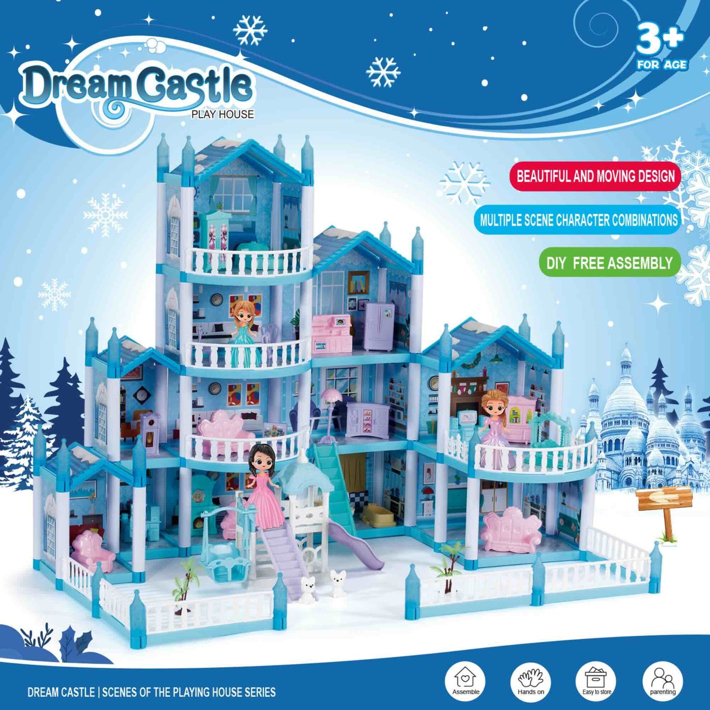 Casa De Muñecas Princesas Con Muebles 280pz 80x60x51 Cm