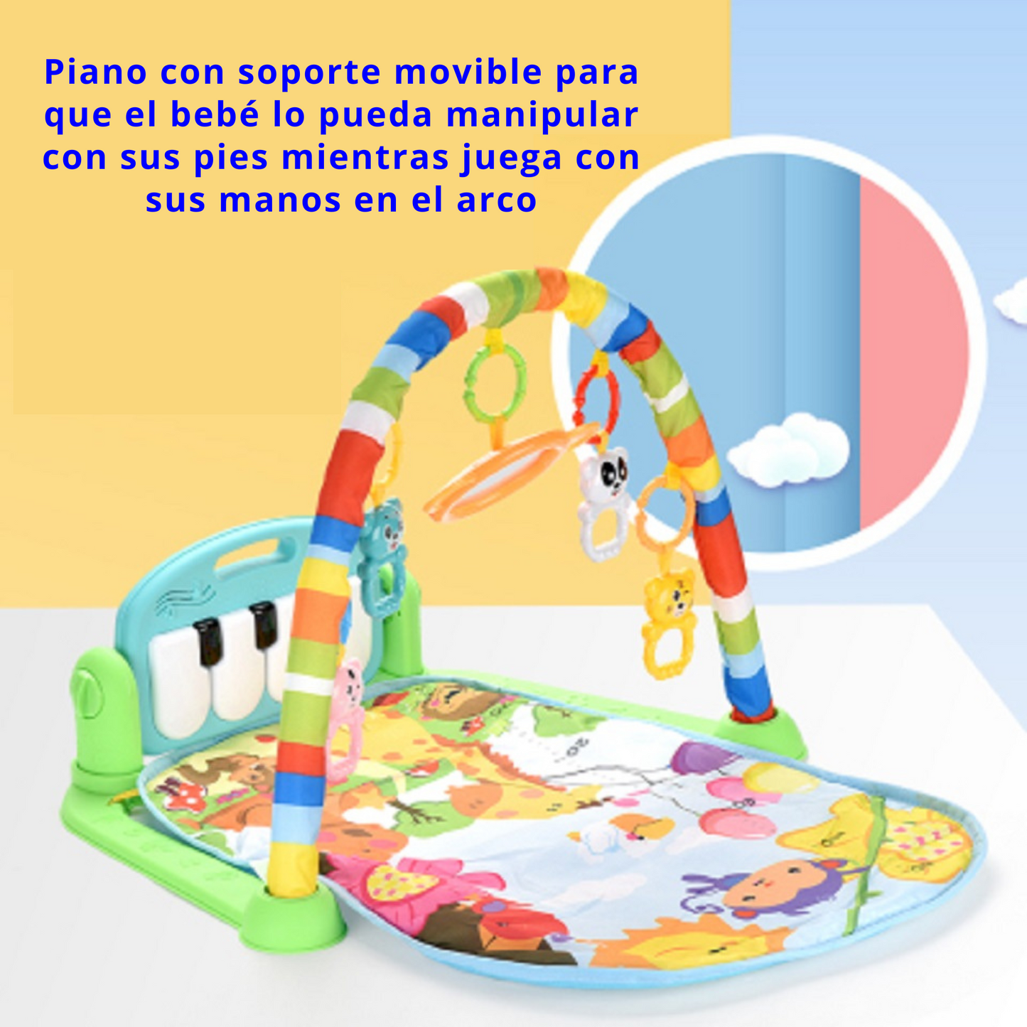 Alfombra Gimnasio Y Piano Musical, Multifuncional Para Bebes